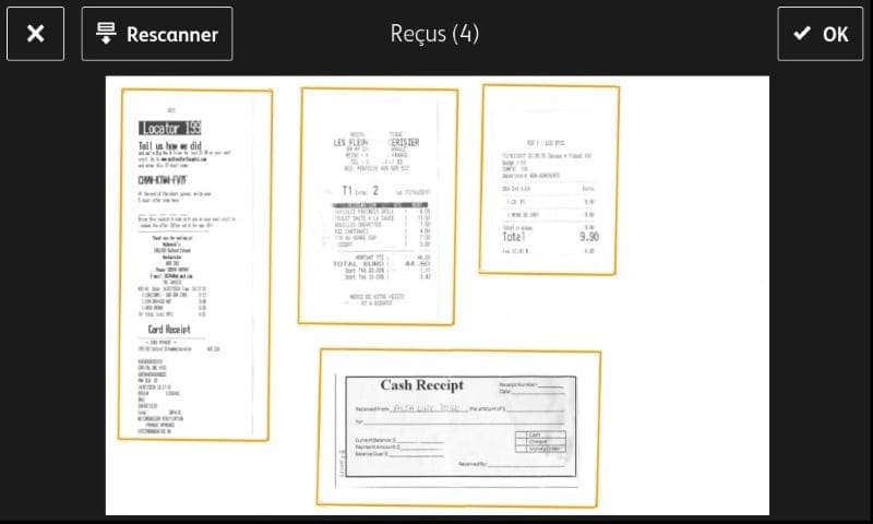 Reçus Concur prévisualisation